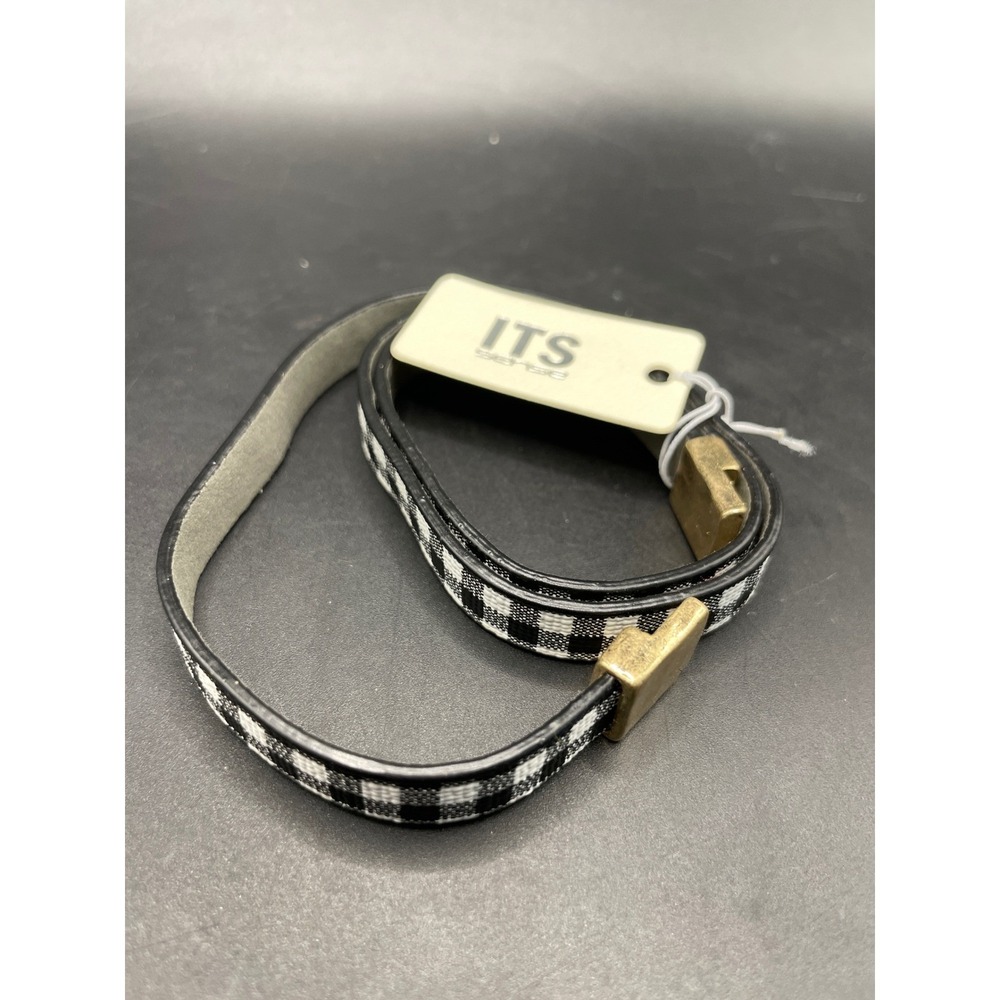 ITS sense Gingham Choker Necklace BlackWhite Magnetic Gold ToneMB4057WG-CK2 NEW